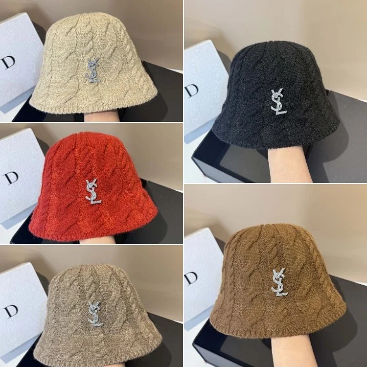 Louis Vuitton SLL Korean style new cashmere knitted twist age-reducing bucket hat winter outdoor warm face-covering casual straight basin hat for women-5972