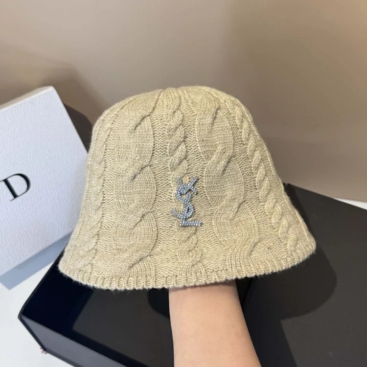 Louis Vuitton SLL Korean style new cashmere knitted twist age-reducing bucket hat winter outdoor warm face-covering casual straight basin hat for women-5972