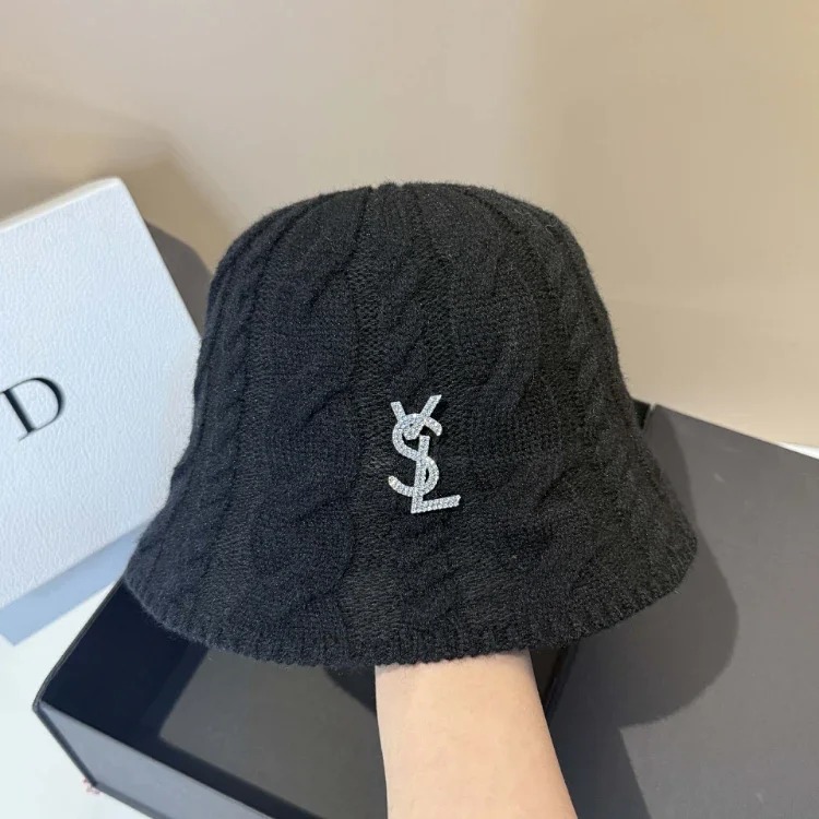 Louis Vuitton SLL Korean style new cashmere knitted twist age-reducing bucket hat winter outdoor warm face-covering casual straight basin hat for women-5972
