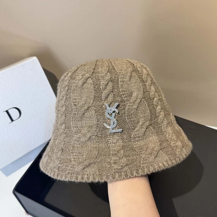 Louis Vuitton SLL Korean style new cashmere knitted twist age-reducing bucket hat winter outdoor warm face-covering casual straight basin hat for women-5972