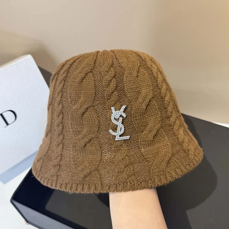 Louis Vuitton SLL Korean style new cashmere knitted twist age-reducing bucket hat winter outdoor warm face-covering casual straight basin hat for women-5972