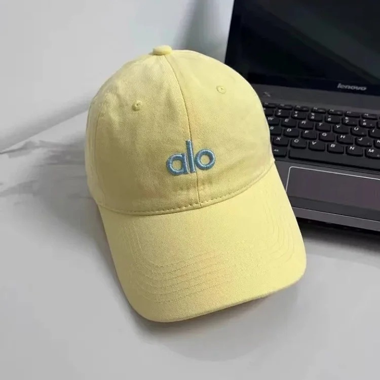 Alo three-dimensional embroidery Korean style soft-top baseball cap with large head circumference, casual and versatile, outdoor face-showing small curved brim peaked cap