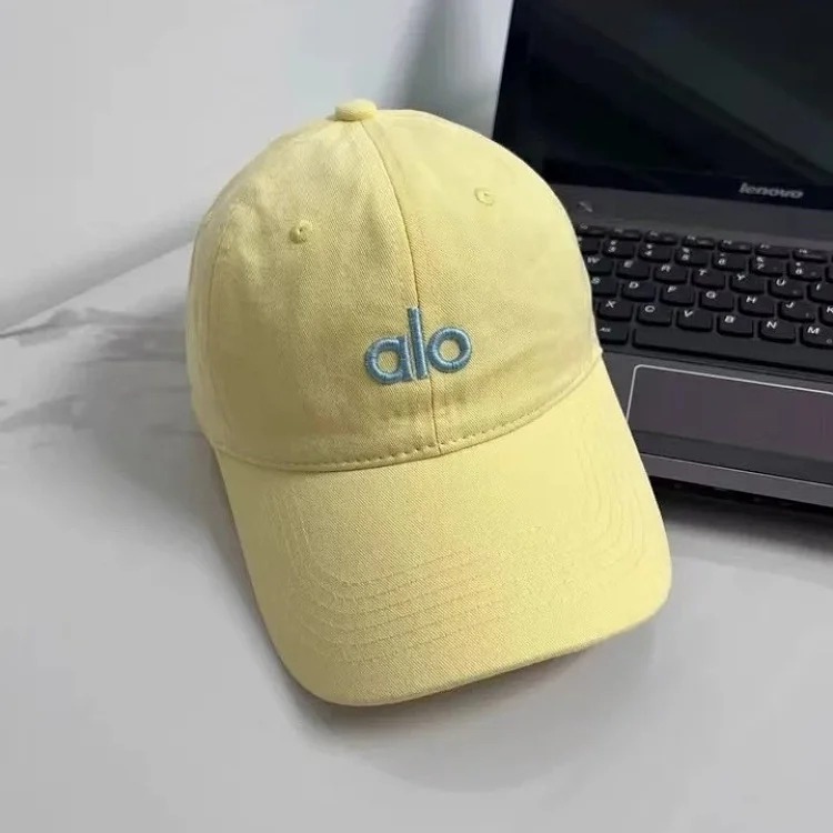 Alo three-dimensional embroidery Korean style soft-top baseball cap with large head circumference, casual and versatile, outdoor face-showing small curved brim peaked cap