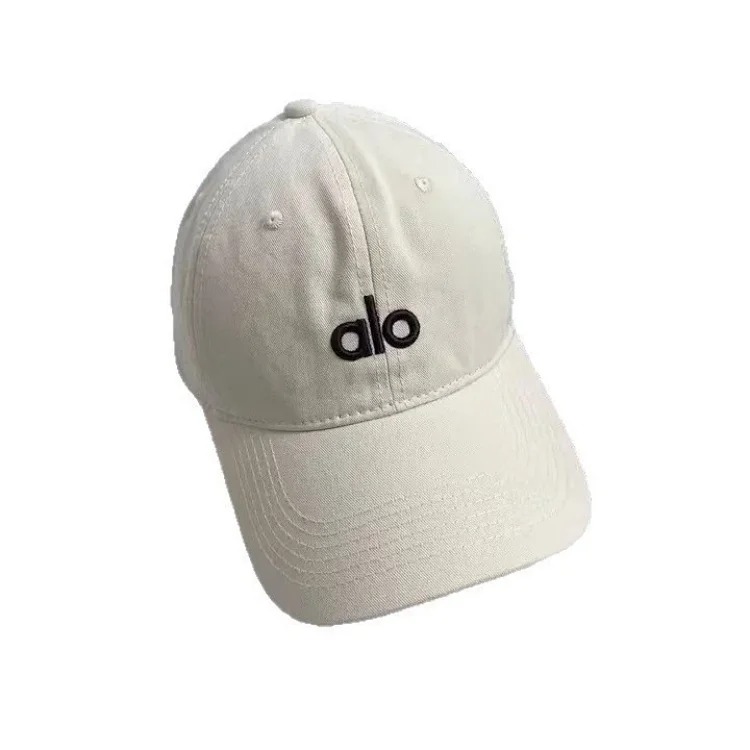 Alo three-dimensional embroidery Korean style soft-top baseball cap with large head circumference, casual and versatile, outdoor face-showing small curved brim peaked cap
