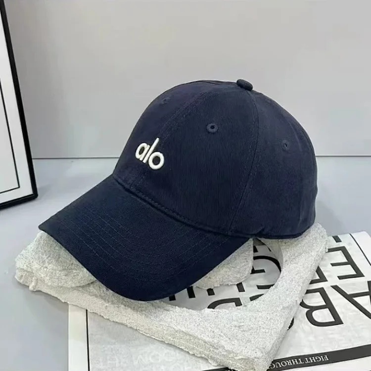 Alo three-dimensional embroidery Korean style soft-top baseball cap with large head circumference, casual and versatile, outdoor face-showing small curved brim peaked cap