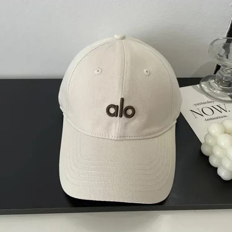 Alo three-dimensional embroidery Korean style soft-top baseball cap with large head circumference, casual and versatile, outdoor face-showing small curved brim peaked cap