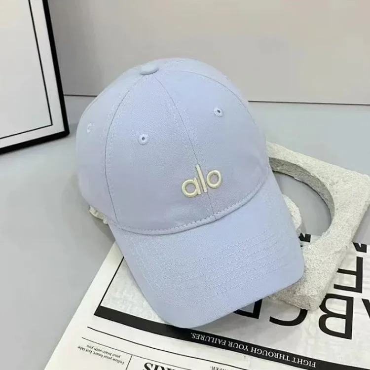 Alo three-dimensional embroidery Korean style soft-top baseball cap with large head circumference, casual and versatile, outdoor face-showing small curved brim peaked cap