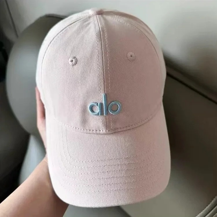 Alo three-dimensional embroidery Korean style soft-top baseball cap with large head circumference, casual and versatile, outdoor face-showing small curved brim peaked cap