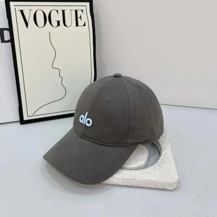 Alo three-dimensional embroidery Korean style soft-top baseball cap with large head circumference, casual and versatile, outdoor face-showing small curved brim peaked cap