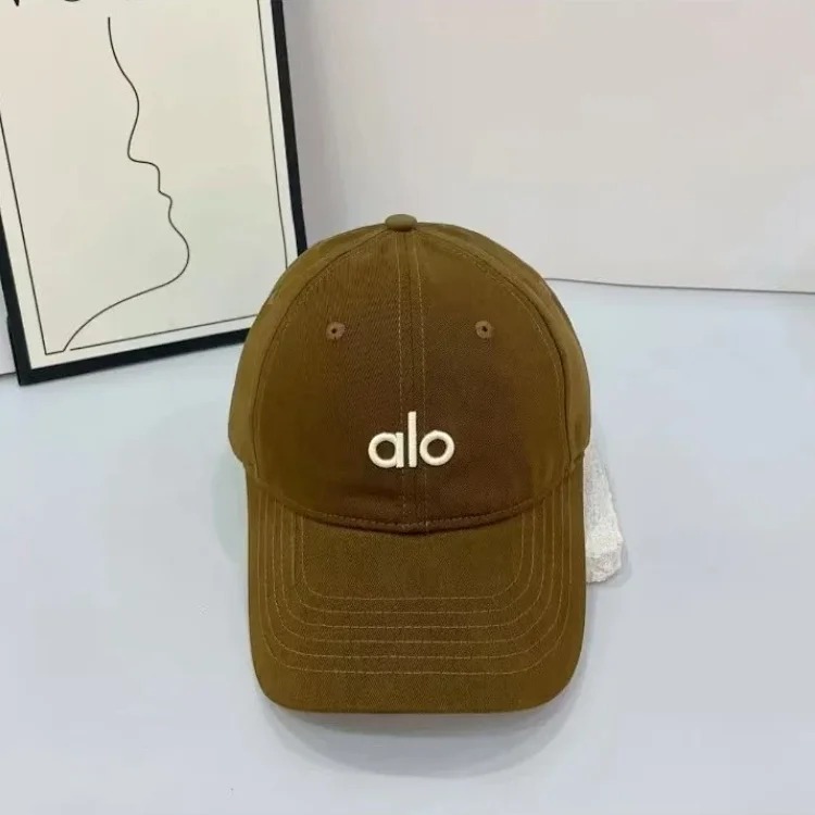 Alo three-dimensional embroidery Korean style soft-top baseball cap with large head circumference, casual and versatile, outdoor face-showing small curved brim peaked cap