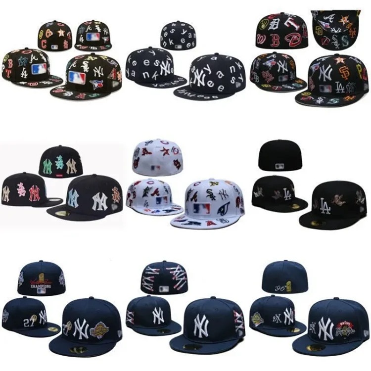 New MLB full standard American League team cap baseball cap large head circumference non-adjustable flat brim hat