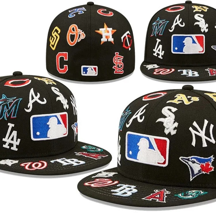 New MLB full standard American League team cap baseball cap large head circumference non-adjustable flat brim hat image 2