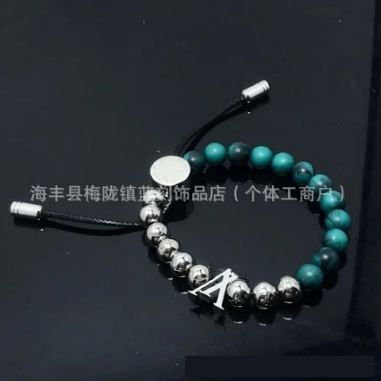 Louis Vuitton Cross-border European and American fashionable presbyopia bracelet inlaid with mother-of-pearl agate enamel craft bracelet dark series couple bracelet