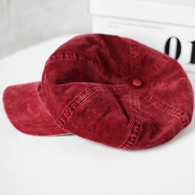 New style Japanese corduroy retro face-showing newsboy hat autumn and winter women's literary and casual simple sunshade painter hat trend