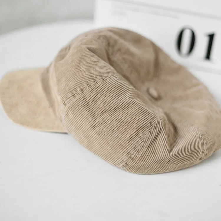 New style Japanese corduroy retro face-showing newsboy hat autumn and winter women's literary and casual simple sunshade painter hat trend