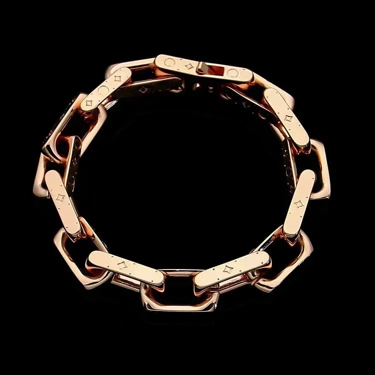 Cross-border e-commerce hot product bamboo quenching Cuban bracelet titanium steel retro hip-hop couple series color matching bracelet