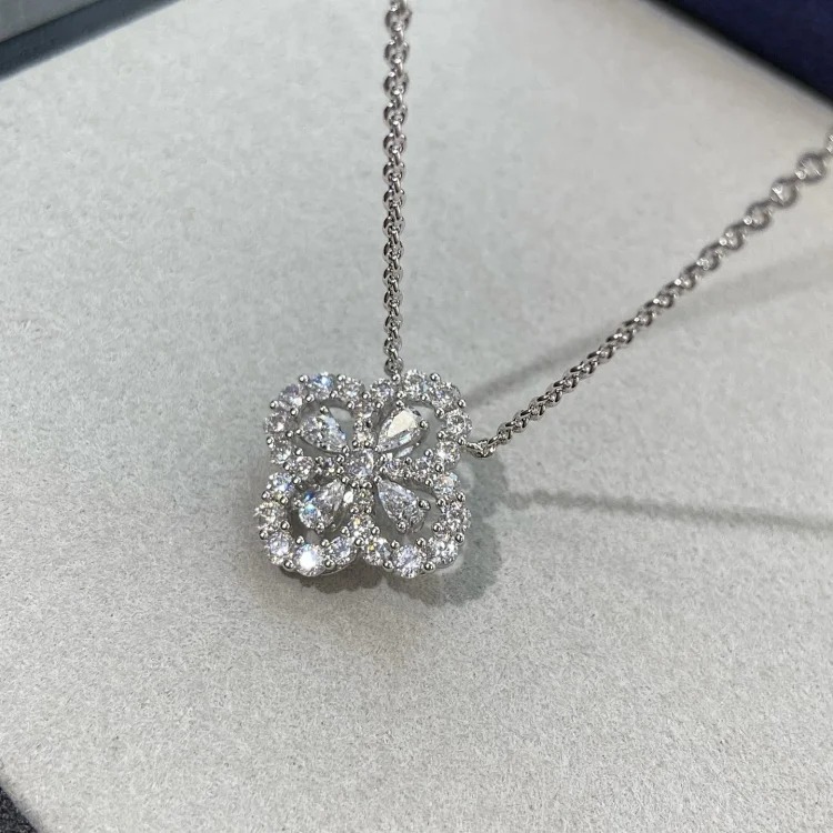 High necklace four-leaf clover necklace women's rose gold clavicle chain platinum large loop pendant manufacturer wholesale