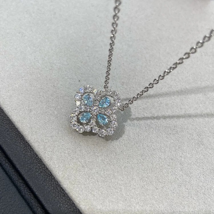 High necklace four-leaf clover necklace women's rose gold clavicle chain platinum large loop pendant manufacturer wholesale