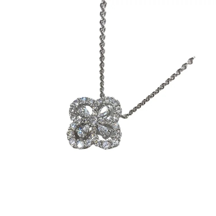 High necklace four-leaf clover necklace women's rose gold clavicle chain platinum large loop pendant manufacturer wholesale