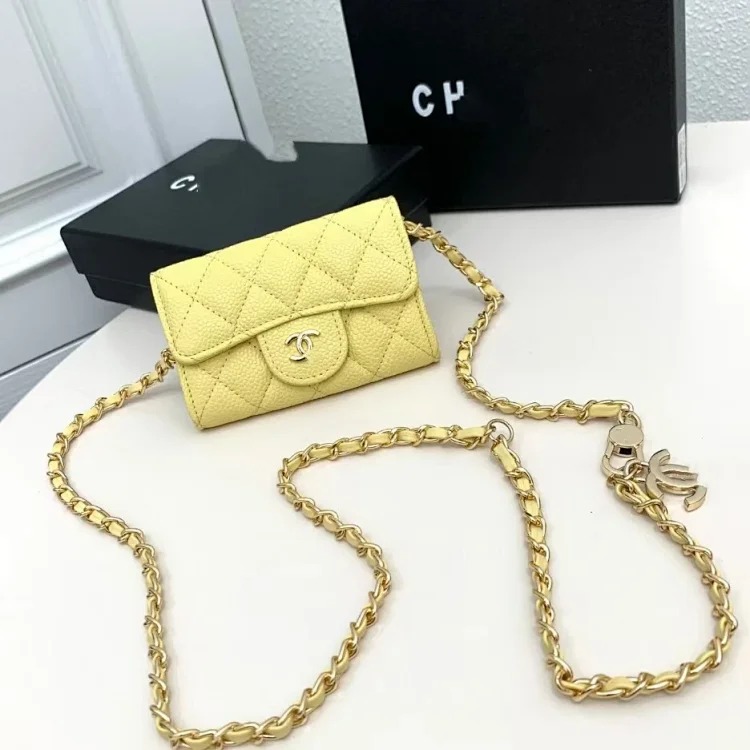 YY08--Card holder coin purse mini cute leather waist bag women's chain crossbody small square bag