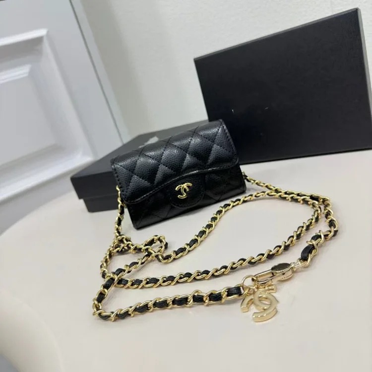 YY08--Card holder coin purse mini cute leather waist bag women's chain crossbody small square bag image 2