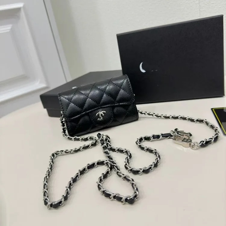 YY08--Card holder coin purse mini cute leather waist bag women's chain crossbody small square bag image 3