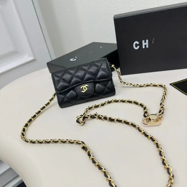 YY08--Card holder coin purse mini cute leather waist bag women's chain crossbody small square bag image 4