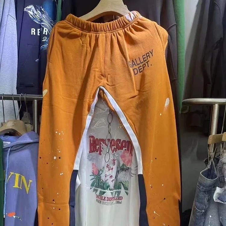 Dep hand-painted splash-ink stitching drawstring high street casual sweatpants