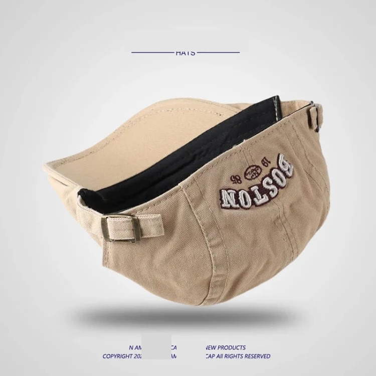 Japanese ins reverse beret hat for men and women Harajuku retro khaki hat versatile personalized buckle forward hat trend