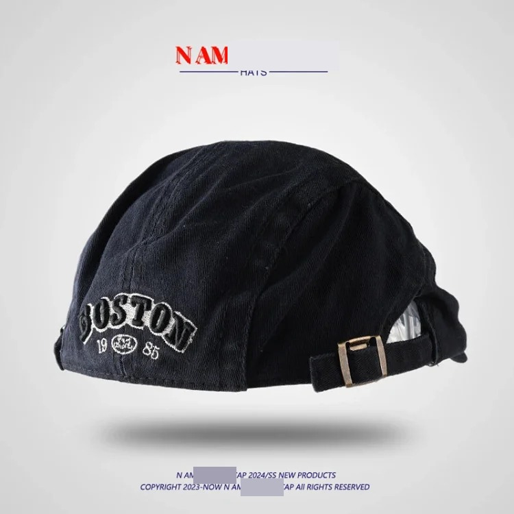 Japanese ins reverse beret hat for men and women Harajuku retro khaki hat versatile personalized buckle forward hat trend