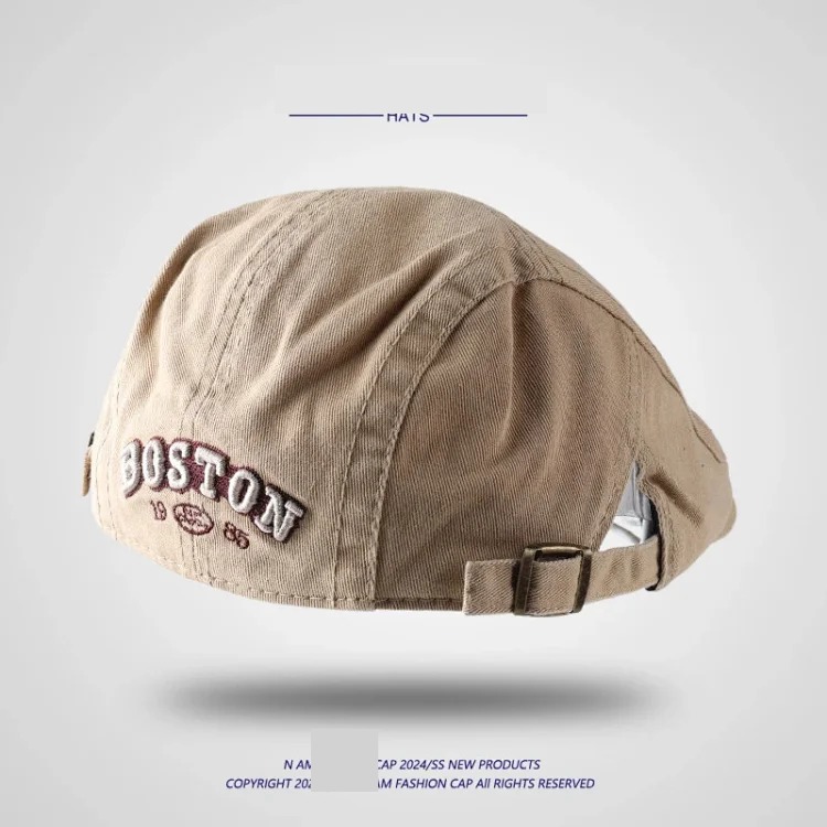 Japanese ins reverse beret hat for men and women Harajuku retro khaki hat versatile personalized buckle forward hat trend