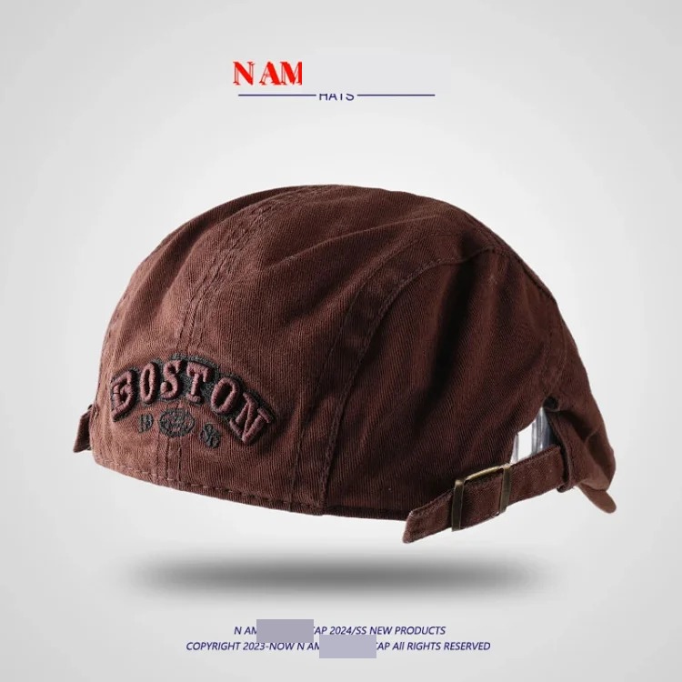 Japanese ins reverse beret hat for men and women Harajuku retro khaki hat versatile personalized buckle forward hat trend