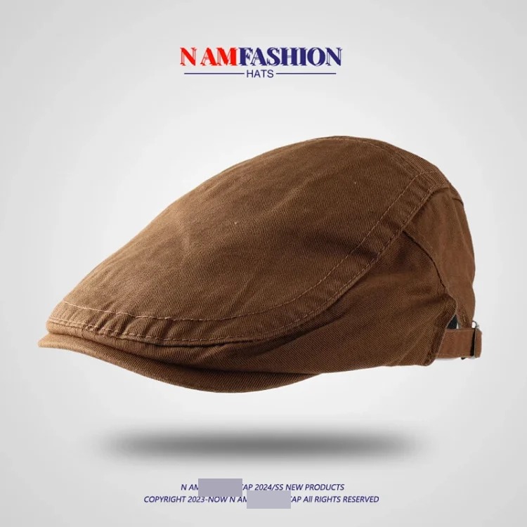 Japanese ins reverse beret hat for men and women Harajuku retro khaki hat versatile personalized buckle forward hat trend