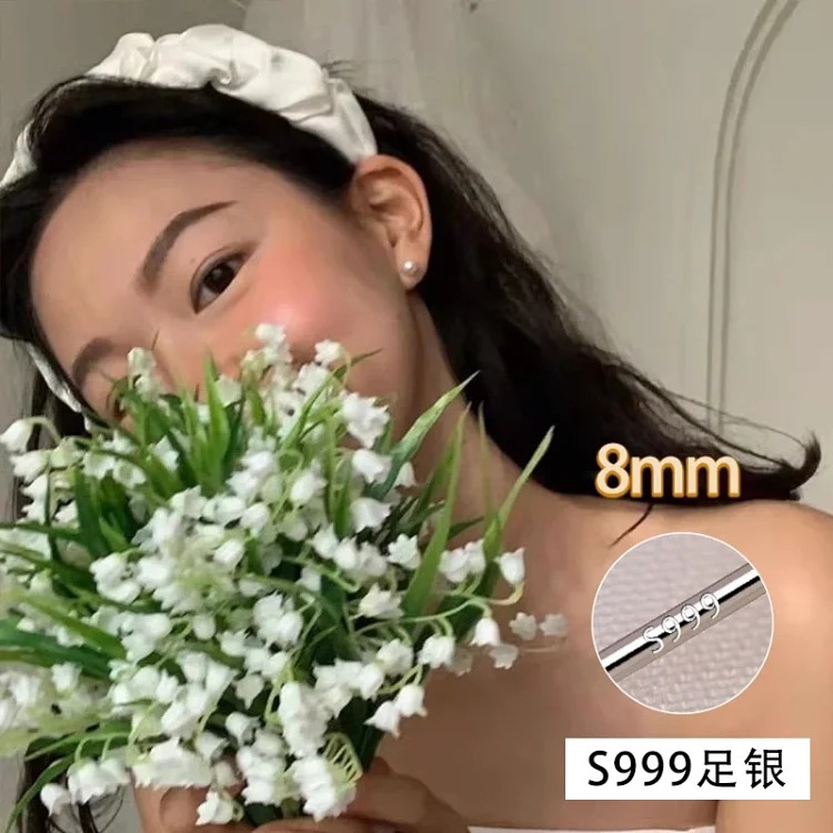 Fever's same style pearl earrings Shijia Zhengyuan s999 silver needle earrings with strong light temperament, light luxury and high-end earrings image 2