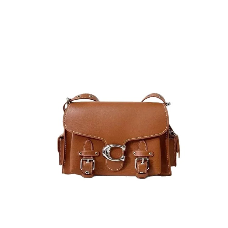 Aureko's men's and women's same motorcycle bag shoulder crossbody handbag classic retro flip casual versatile genuine leather