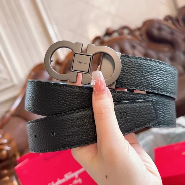 Gucci New interlocking G buckle, the latest automatic buckle, PVC with first-layer cowhide, classic pattern pull design belt, men's