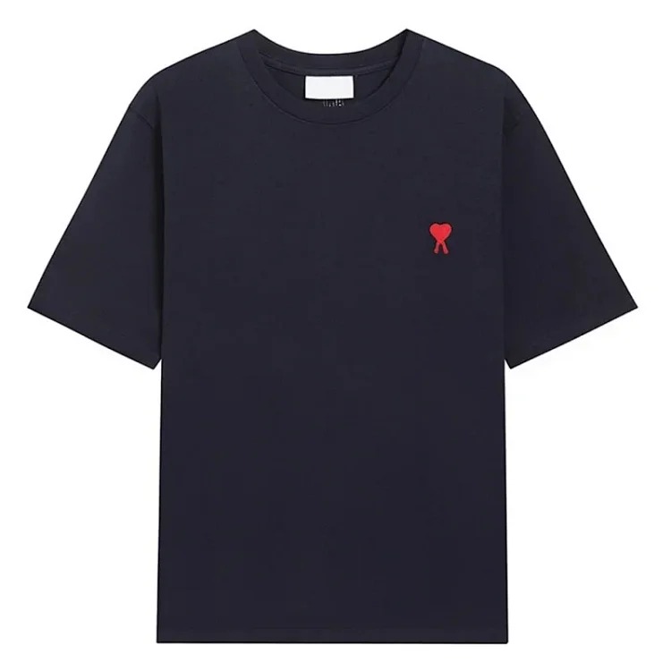 AMI Paris short-sleeved T-shirts for men and women, round neck, loose fit for couples