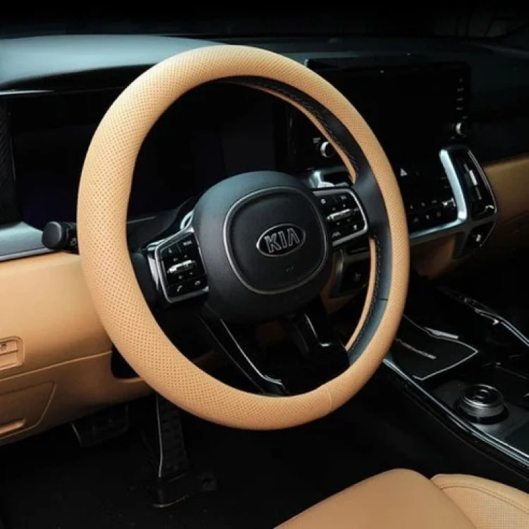 Manufacturer wholesale Korean car steering wheel cover Cross-border Amazon new four-season leather universal car handle cover image 4