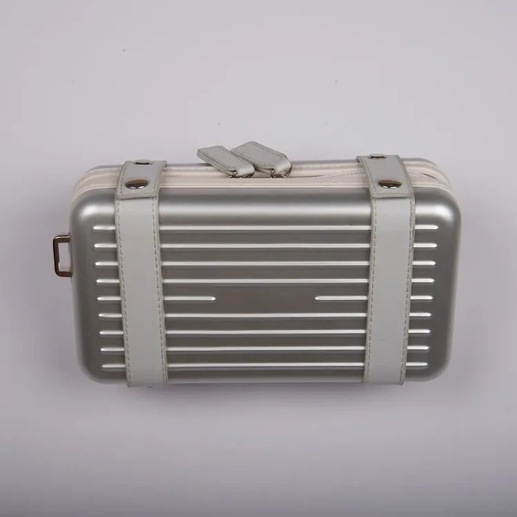 High-end PC aluminum frame crossbody bag, new trendy brand shoulder storage small square bag, hard shell toiletry storage cosmetic bag