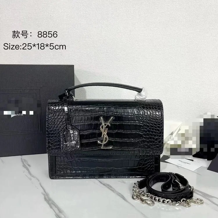 YS popular crocodile pattern genuine leather small square bag for women 2025 new popular commuter temperament handbag single shoulder crossbody bag