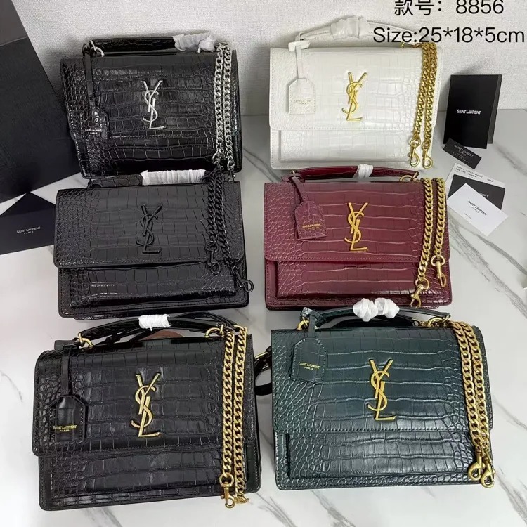 YS popular crocodile pattern genuine leather small square bag for women 2025 new popular commuter temperament handbag single shoulder crossbody bag