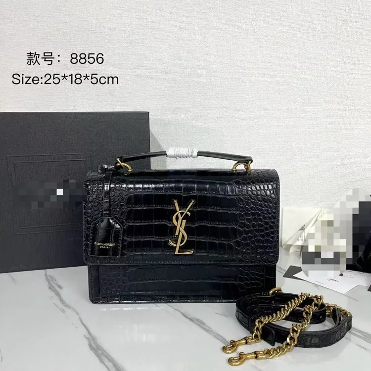 YS popular crocodile pattern genuine leather small square bag for women 2025 new popular commuter temperament handbag single shoulder crossbody bag