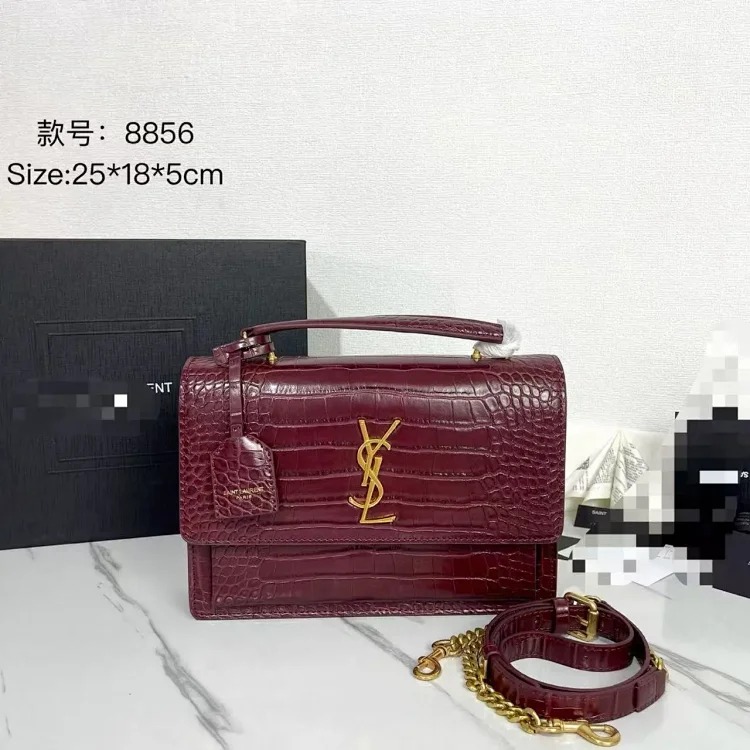 YS popular crocodile pattern genuine leather small square bag for women 2025 new popular commuter temperament handbag single shoulder crossbody bag