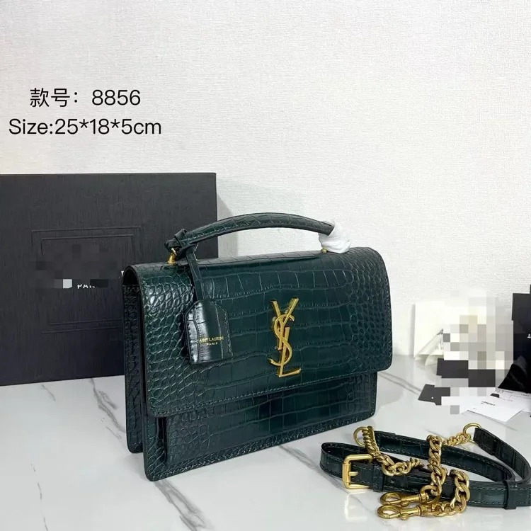 YS popular crocodile pattern genuine leather small square bag for women 2025 new popular commuter temperament handbag single shoulder crossbody bag