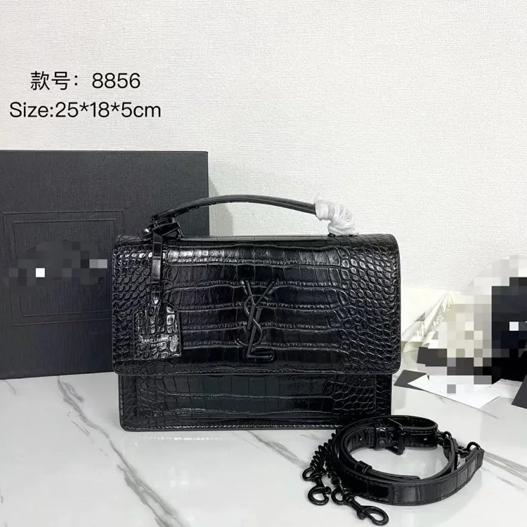 YS popular crocodile pattern genuine leather small square bag for women 2025 new popular commuter temperament handbag single shoulder crossbody bag