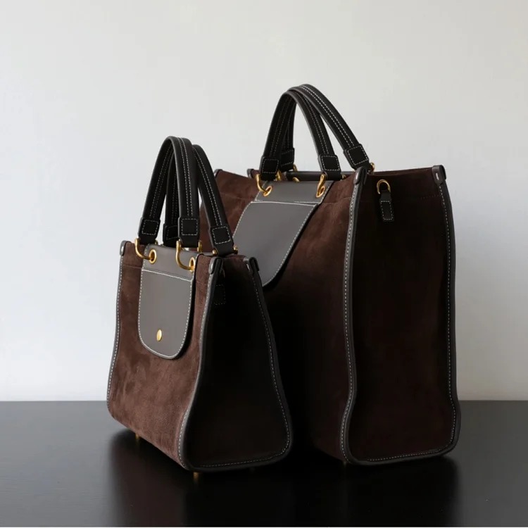 First layer matte deerskin messenger bag for women 2025 autumn and winter single shoulder crossbody large capacity briefcase commuter tote bag
