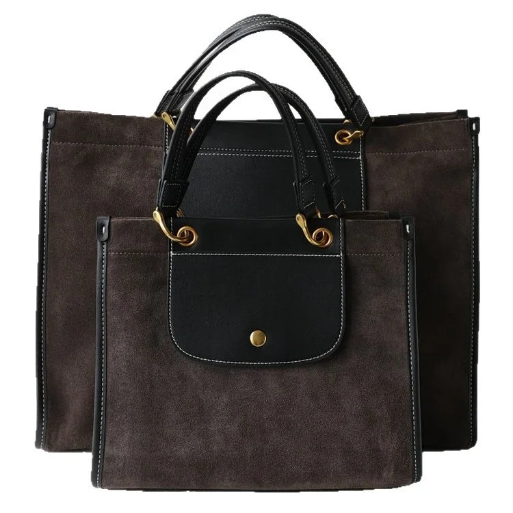 First layer matte deerskin messenger bag for women 2025 autumn and winter single shoulder crossbody large capacity briefcase commuter tote bag