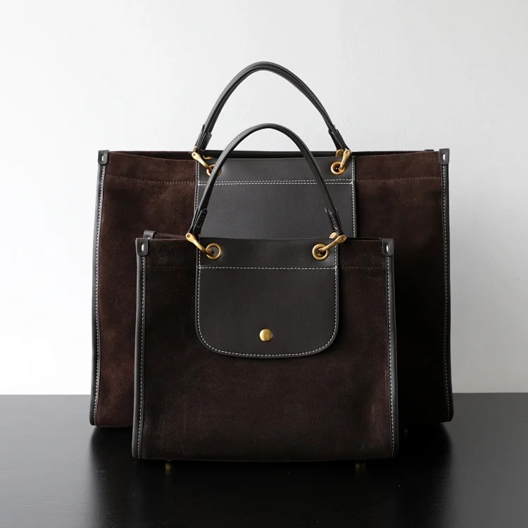 First layer matte deerskin messenger bag for women 2025 autumn and winter single shoulder crossbody large capacity briefcase commuter tote bag