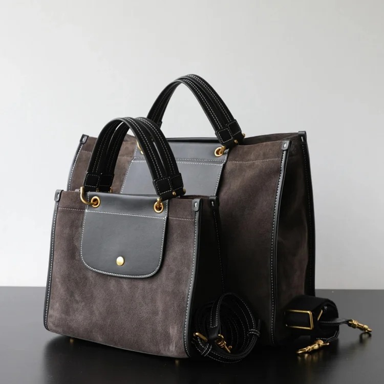 First layer matte deerskin messenger bag for women 2025 autumn and winter single shoulder crossbody large capacity briefcase commuter tote bag