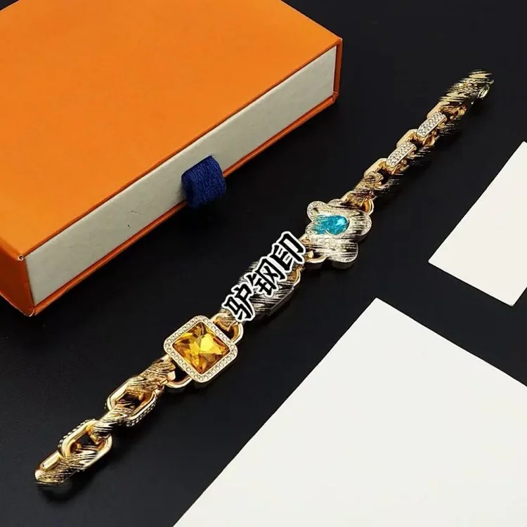 New Bamboo Bracelet Retro Five-Flower Crystal Cuban Hip-Hop Internet Celebrity Cross-border Hot Style Factory Direct Selling Hand Jewelry